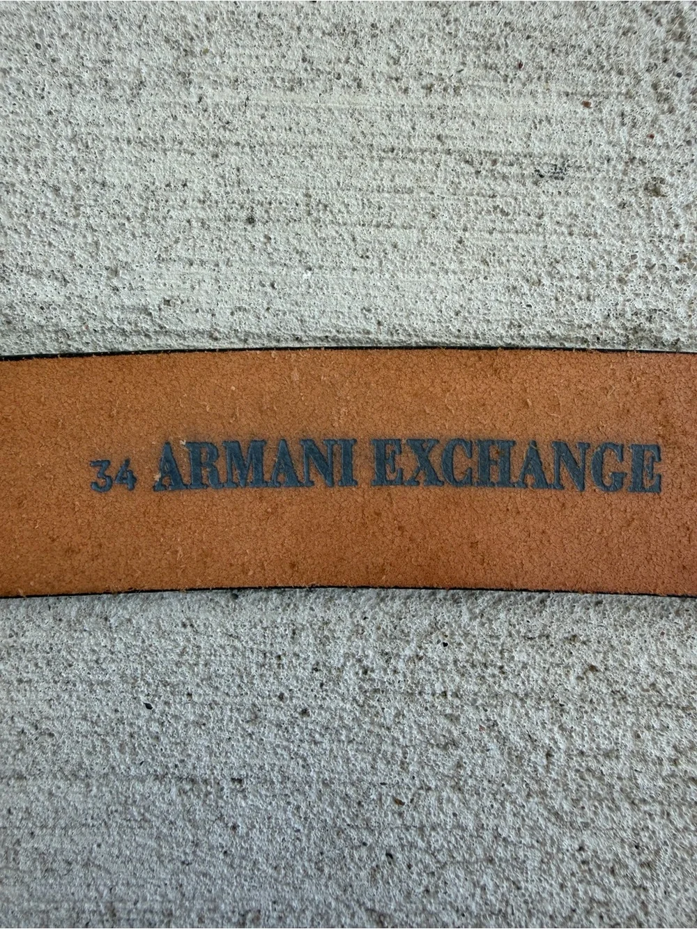 Vintage Armani Exchange Black Leather Belt Size 34 MadeCanada Red Detail 42.5”
